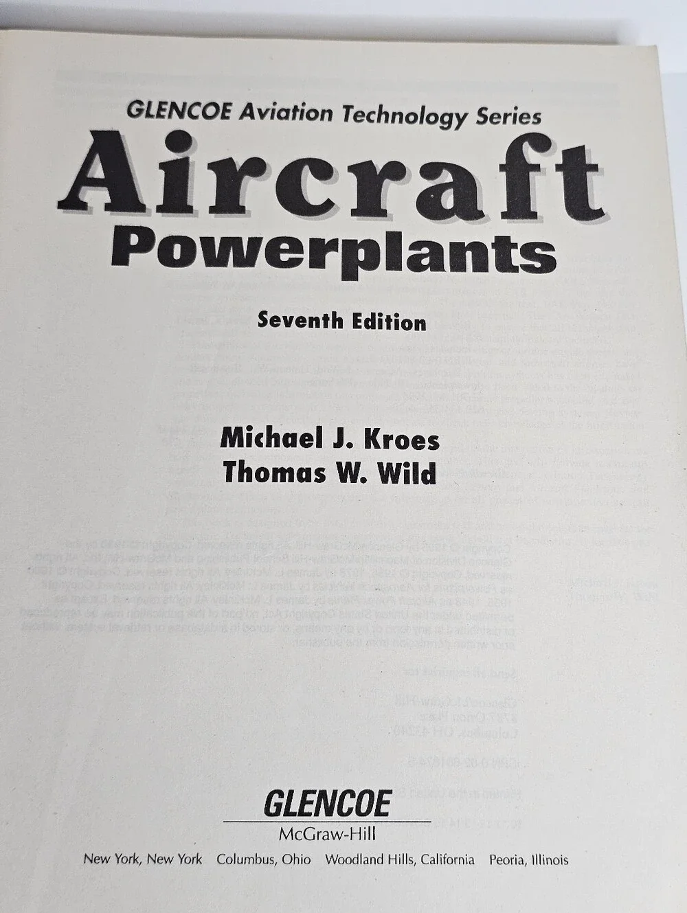 Aircraft Powerplants 7th Edition Textbook Kroes Wild Glencoe Aviation Tech Book